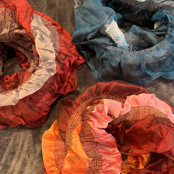 Infinity Loop Scarf Wrap Up Blue Turquoise Tone Ruffle - Picture 7 of 9